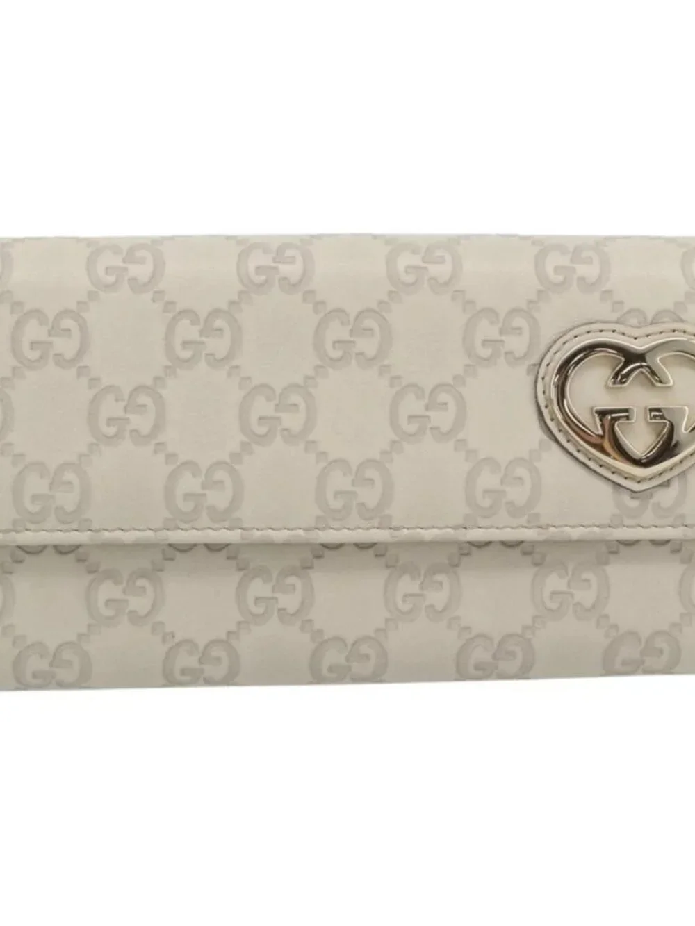 GUCCI GG Canvas Guccissima Lovely Heart Wallet Leather Ivory 251861 Auth 182242V - Picture 13 of 16